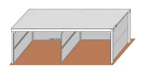 12'D x 12'W Solid Wall Dual Stall Kit W/ 12' x 26' Free-Standing Cover