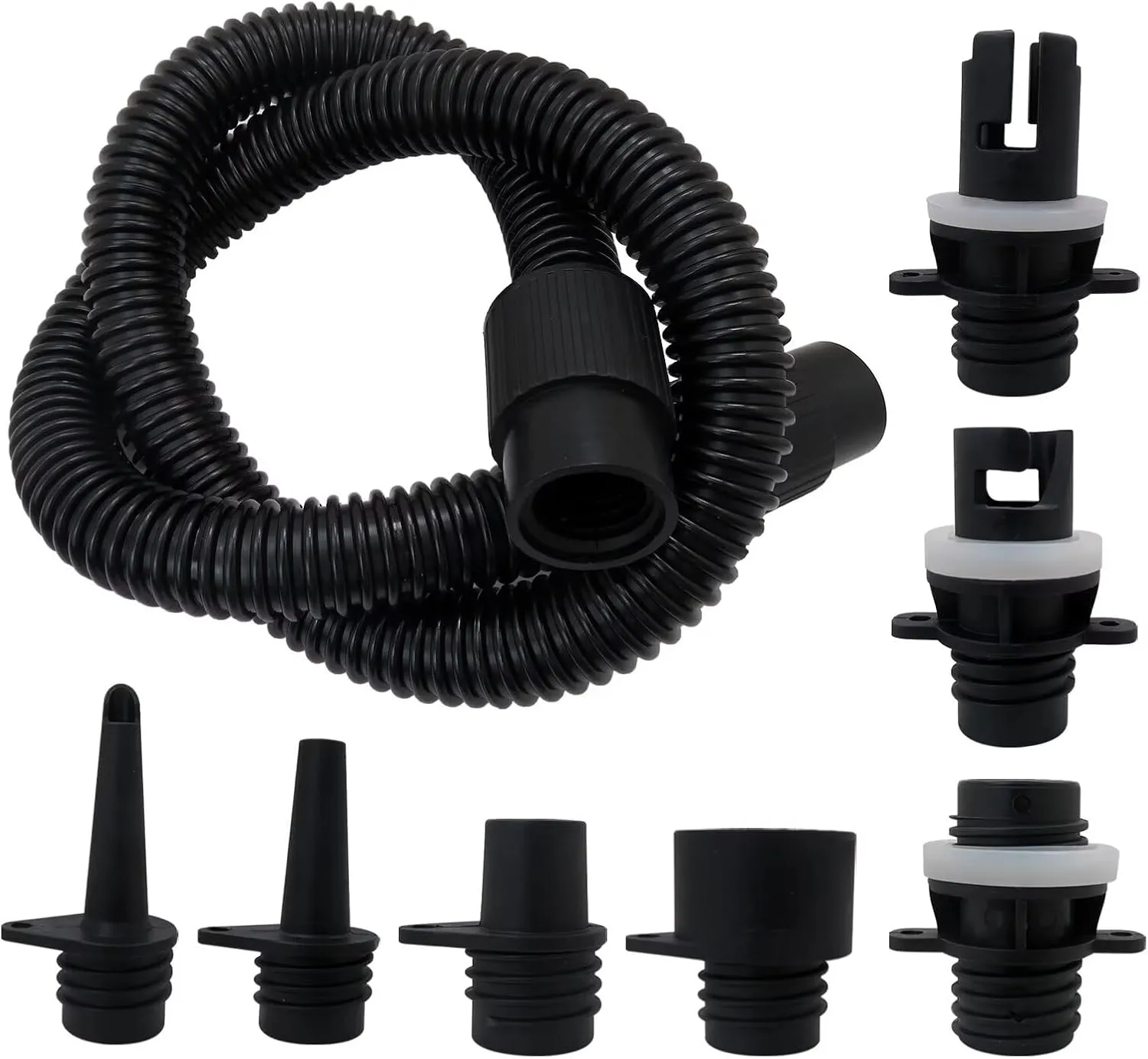 2025 NEW Paddle Board Pump Adapter Set, 1 Air Hose   6 Air Nozzles, Removable Sup Air Pump Air Hose Connector, Suitable for Most Electric SUP Pump