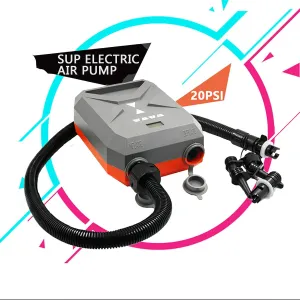 20PSI Electric Air Pump, Portable SUP Electric Air Pump with 12 DV Car Connector & 6 Nozzles, Auto-Off Inflation & Deflation for Inflatable Stand Up Paddle Boards, Kayaks, Boats