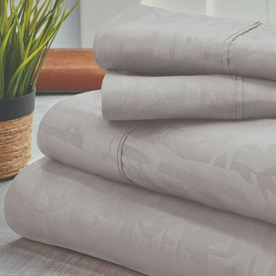 4-Piece Set: Bamboo 1800 Count Embossed Design