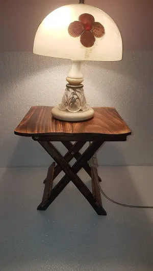 Al Hama Vintage Handcrafted Foldable Coffee Table for Living Room, Garden, and Outdoor Use - Corner Table Bedside Stool for Bedroom - 12 Inch Square