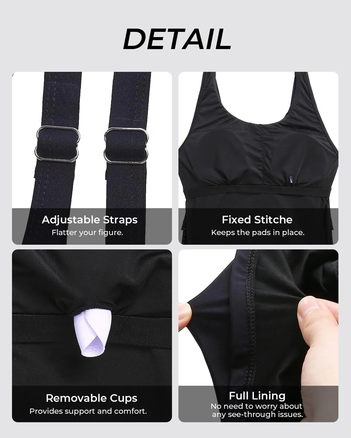 Aqua Eve Womens Tankini Tops Only Tummy Control Swim Tank Top Modest Swimsuit Top Bathing Suit Top No Bottom