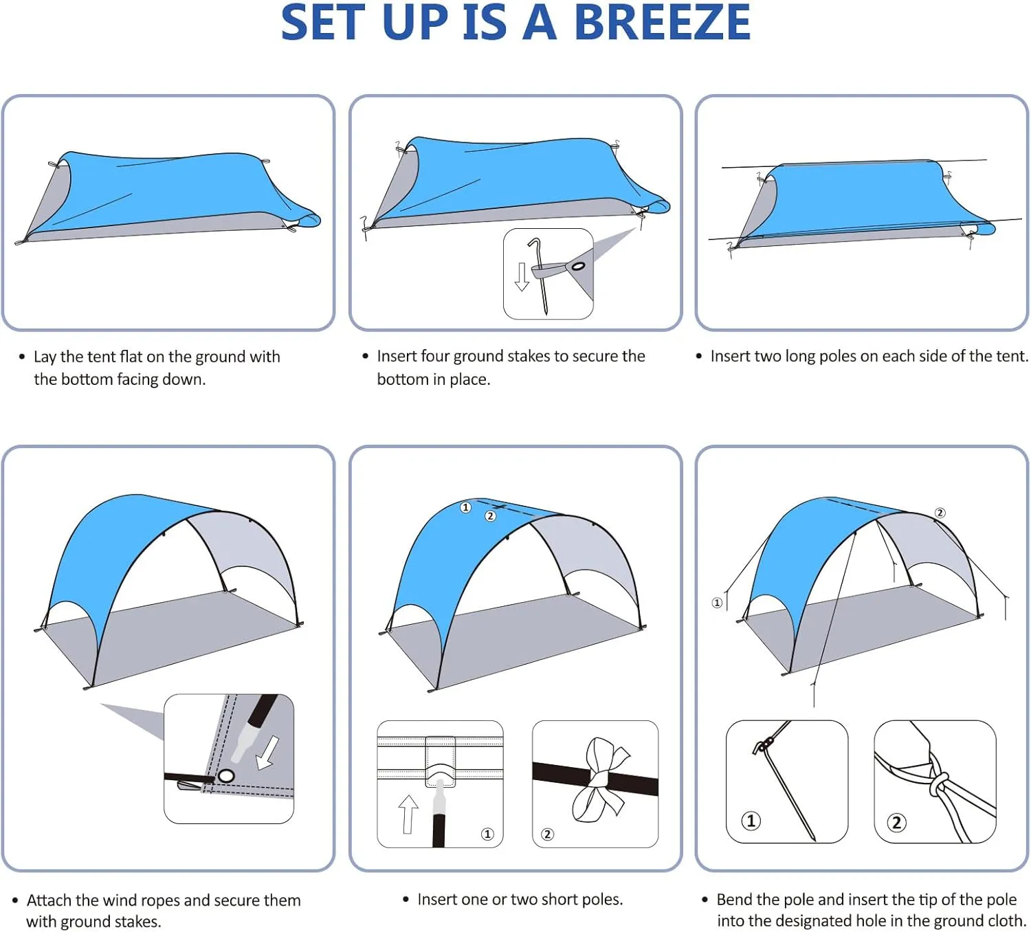 Beach Tent - Beach Shade Canopy Compact Fold (16.9x3.9), Own Patent, 360 Ventilation, Large Side Storage Pocket, UV Protection Portable Sun Shelter for Beach (Blue, 90.5 * 59 * 53)