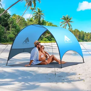 Beach Tent - Beach Shade Canopy Compact Fold (16.9x3.9), Own Patent, 360 Ventilation, Large Side Storage Pocket, UV Protection Portable Sun Shelter for Beach (Blue, 90.5 * 59 * 53)