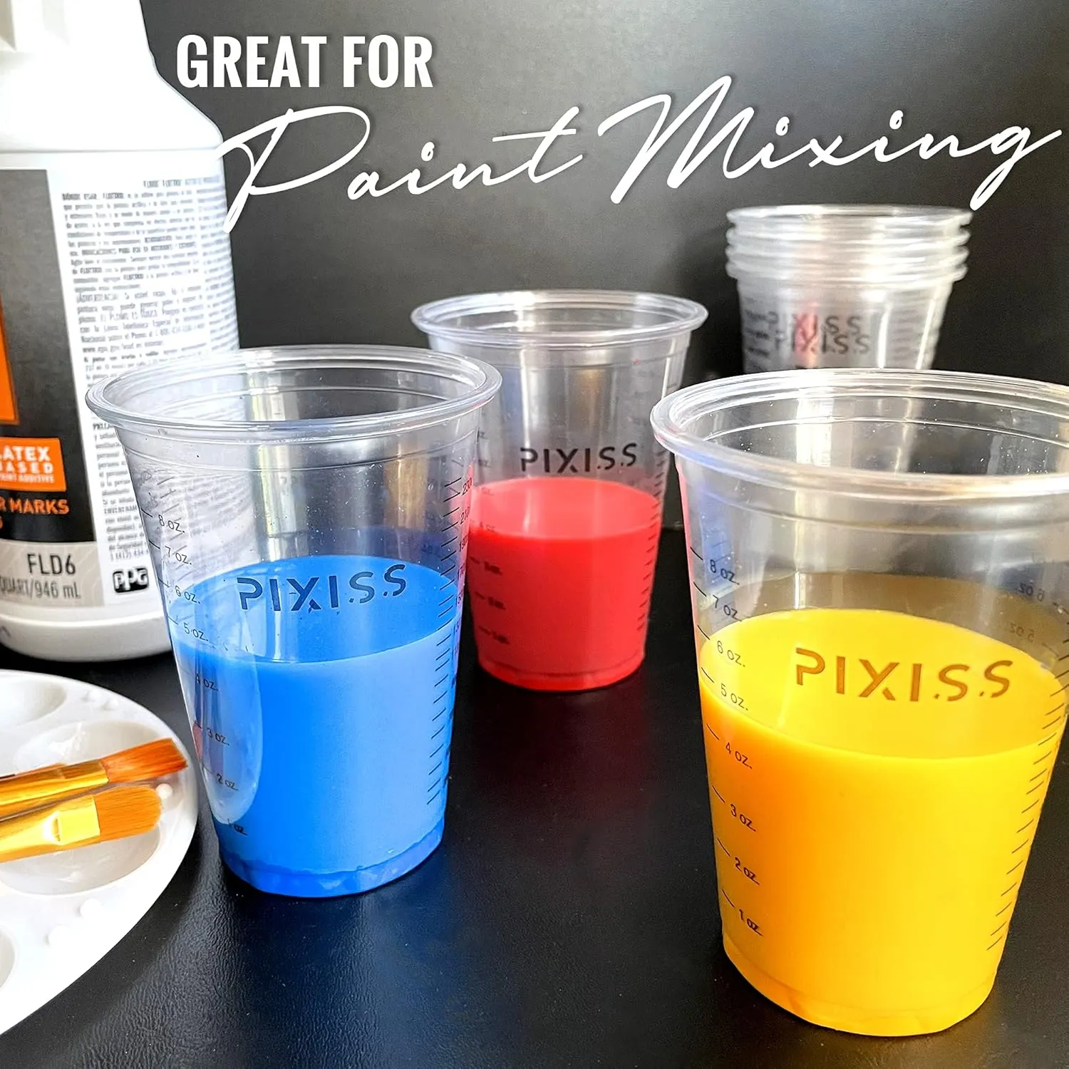 Disposable Epoxy Resin Mixing Cups (100-Pack) Clear Plastic 10-Ounce for Measuring Paint Epoxy Resin Art Supplies - Graduated Measurements in ML and OZ