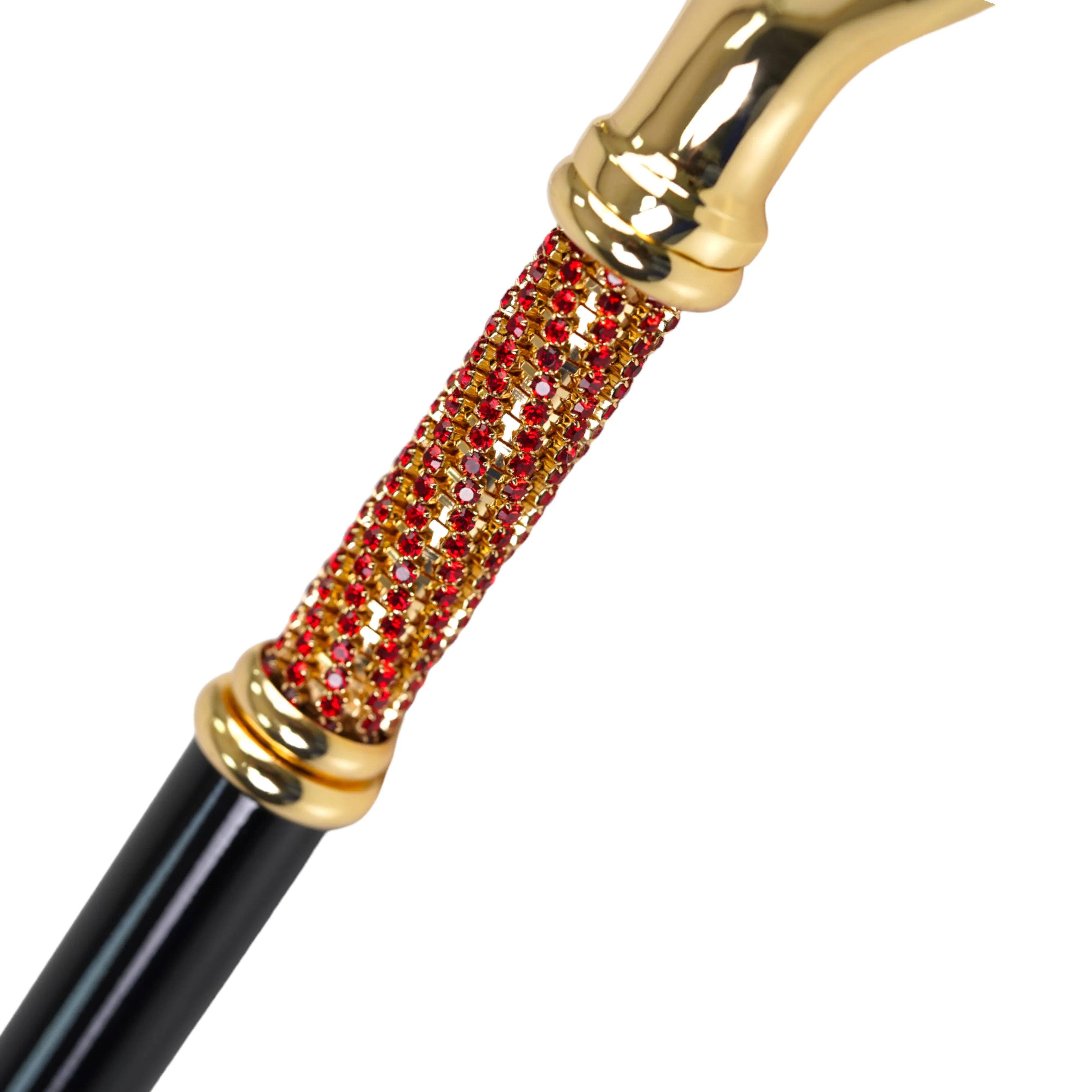 Elegant Italian Craftsmanship: Luxury Walking Cane with 24K Gold Plating and Siam Crystals