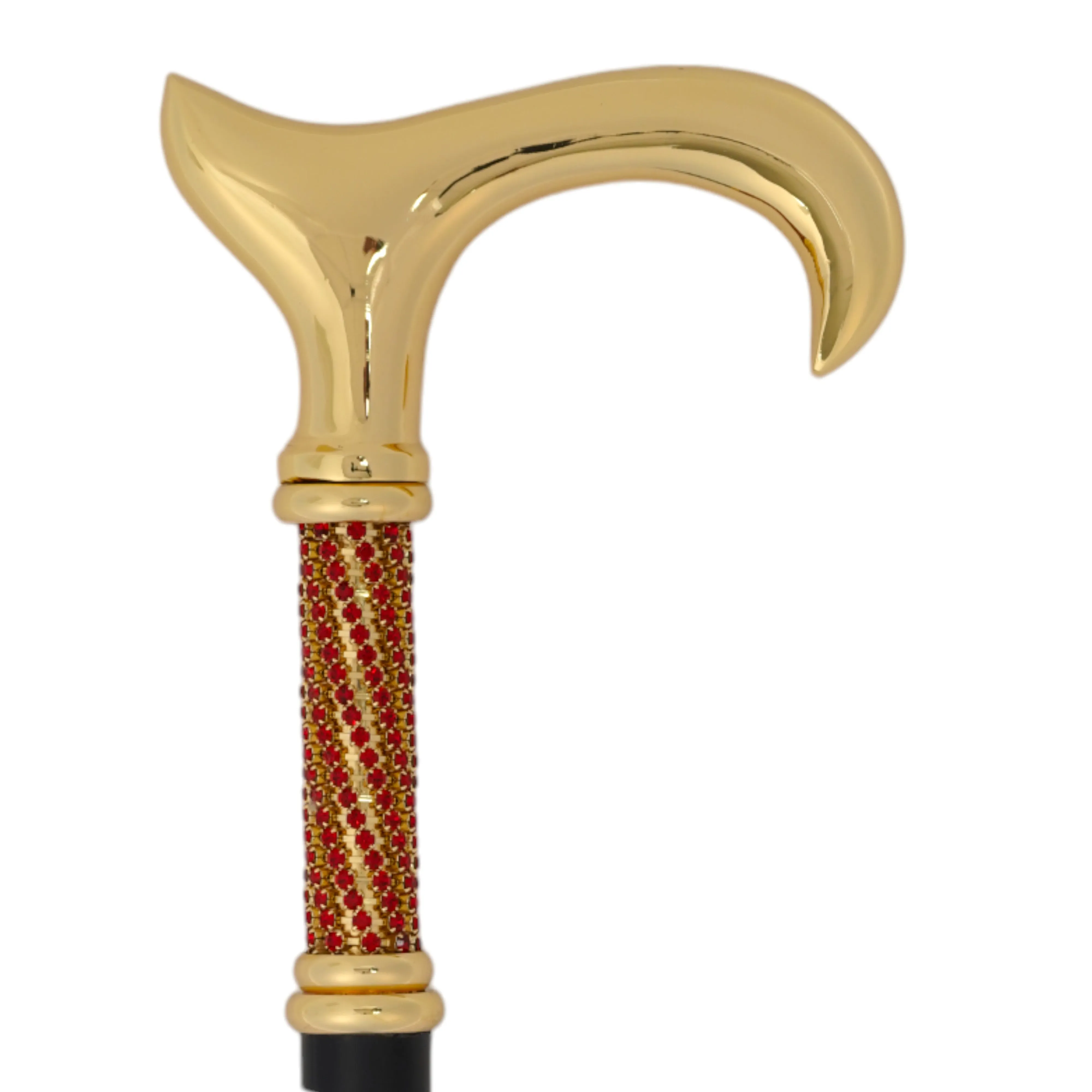 Elegant Italian Craftsmanship: Luxury Walking Cane with 24K Gold Plating and Siam Crystals