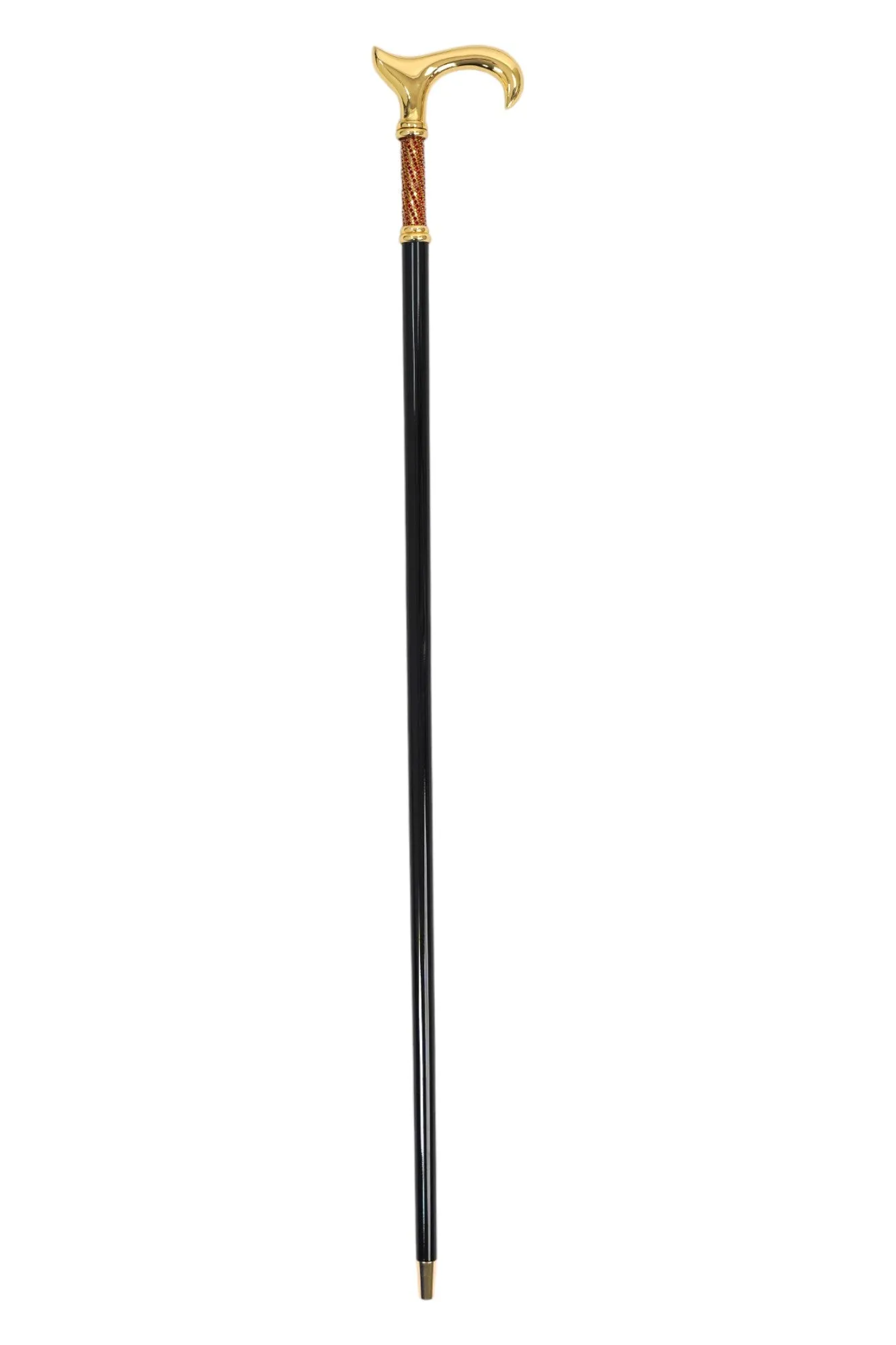 Elegant Italian Craftsmanship: Luxury Walking Cane with 24K Gold Plating and Siam Crystals