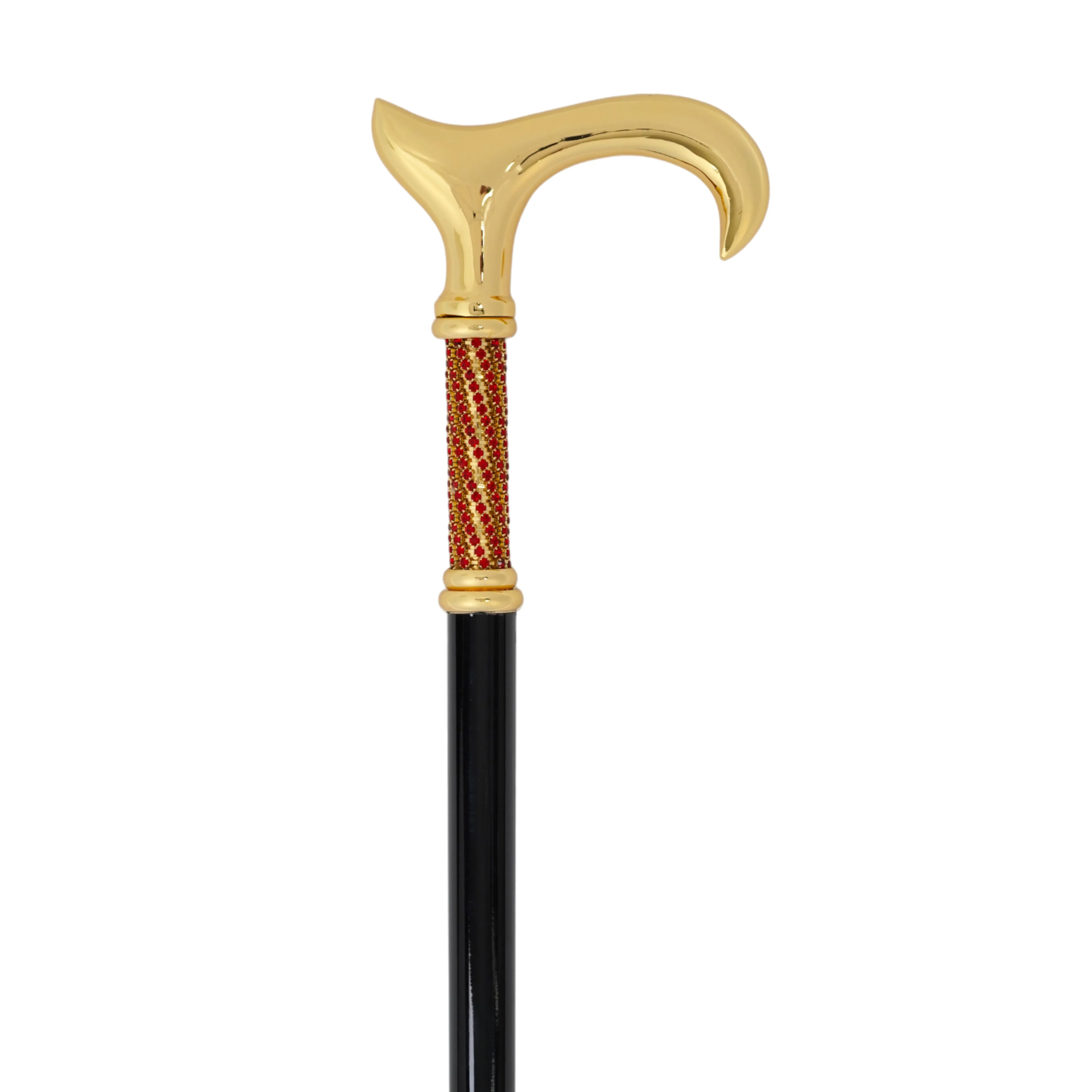 Elegant Italian Craftsmanship: Luxury Walking Cane with 24K Gold Plating and Siam Crystals