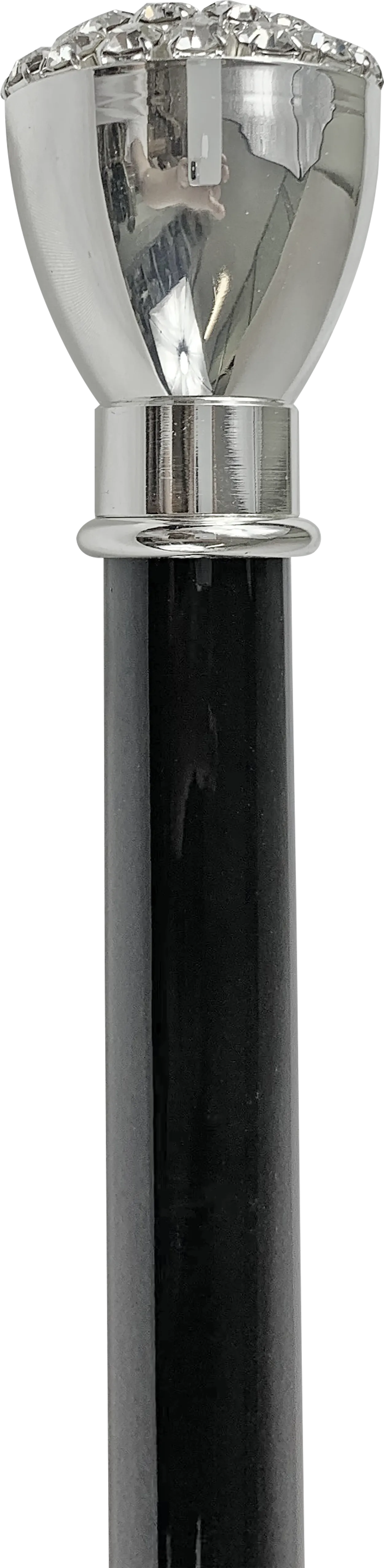 Elegant Walking stick with Silver-Plated Knob and crystals