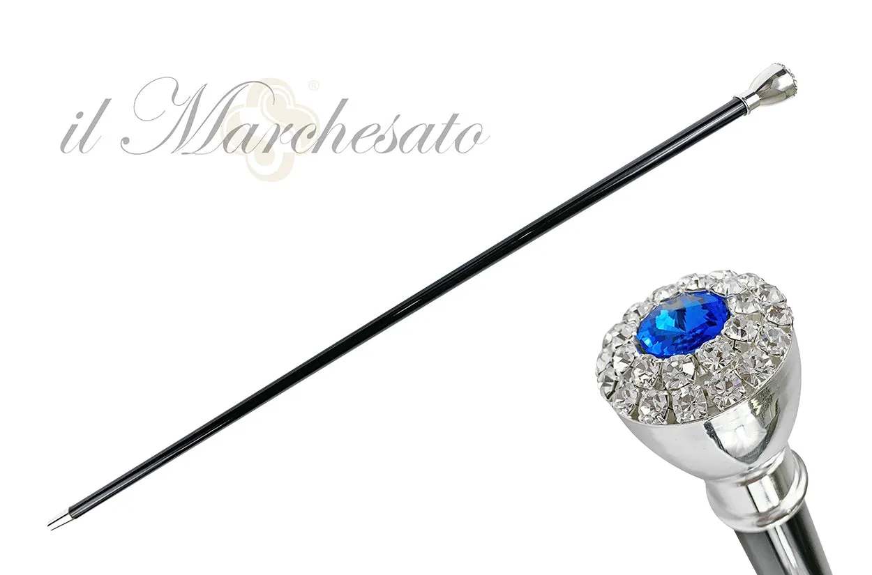 Elegant Walking stick with Silver-Plated Knob and crystals