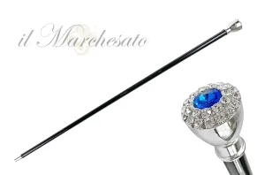 Elegant Walking stick with Silver-Plated Knob and crystals