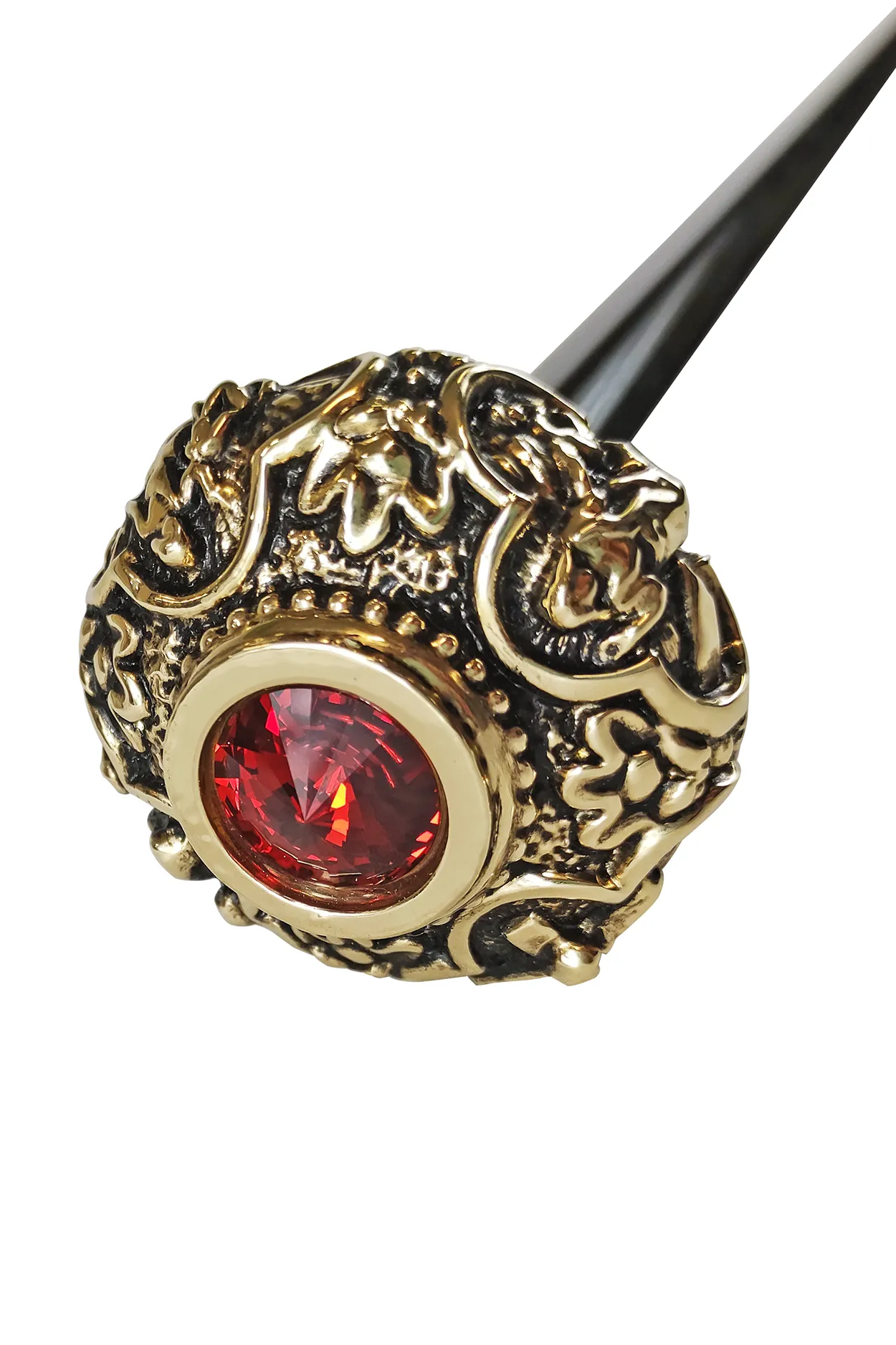 Golden knob with Red crystal