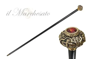 Golden knob with Red crystal