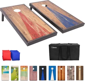 GoSports 4 x 2 ft Regulation Size Wood Cornhole Boards - 10 Vintage Wood Designs (Choose Your Style)