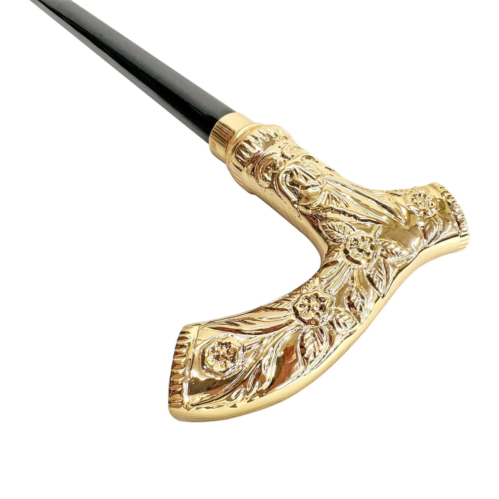Hand-engraved metal Walking stick - 24K goldplated