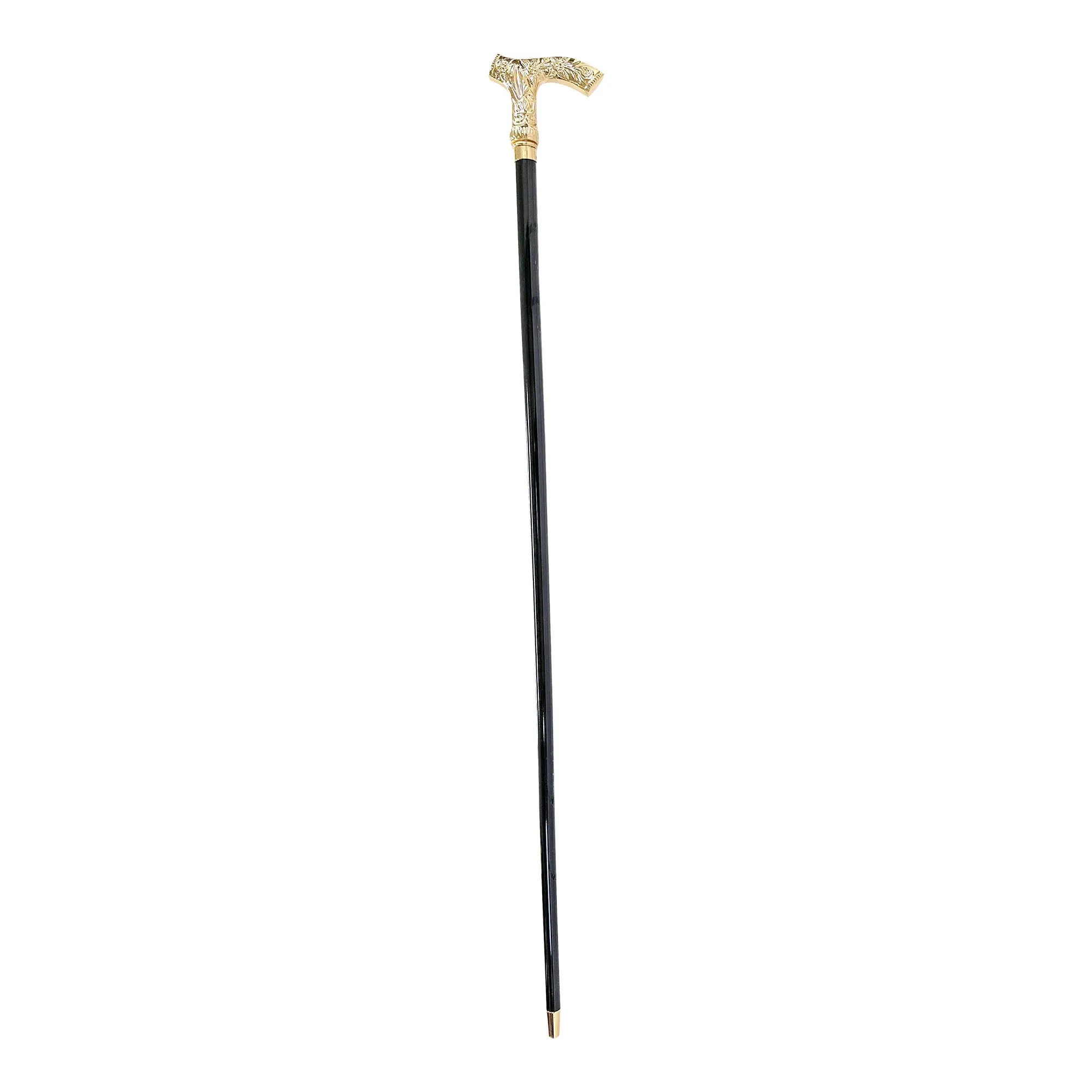 Hand-engraved metal Walking stick - 24K goldplated