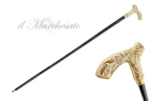 Hand-engraved metal Walking stick - 24K goldplated