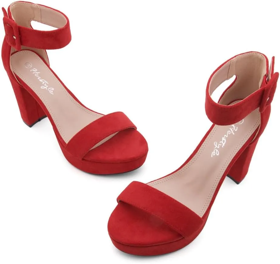 Herstyle Platform Heels for Women  4 Inch Chunky Block Heeled Sandals | Open Toe Dressy Strappy High Heels with Ankle Strap for Wedding, Prom, Graduation & 2025 Events