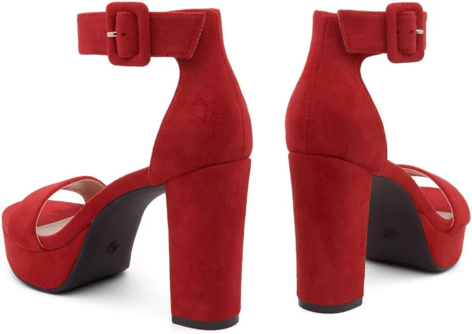 Herstyle Platform Heels for Women  4 Inch Chunky Block Heeled Sandals | Open Toe Dressy Strappy High Heels with Ankle Strap for Wedding, Prom, Graduation & 2025 Events