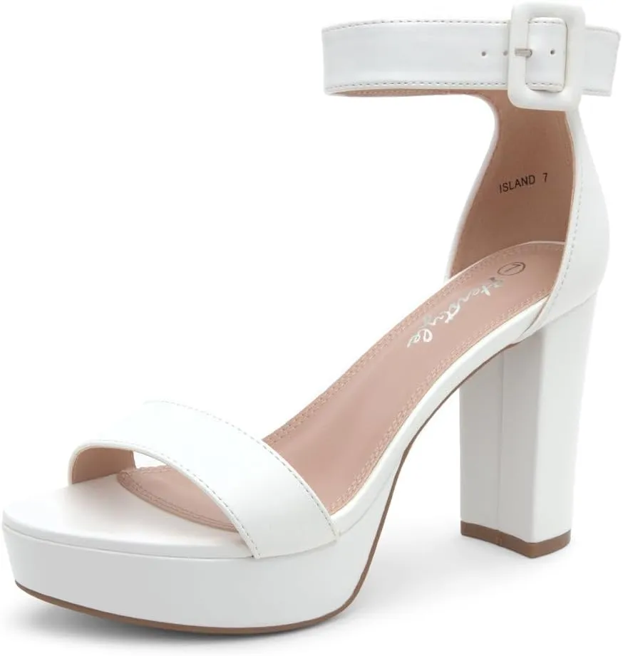 Herstyle Platform Heels for Women  4 Inch Chunky Block Heeled Sandals | Open Toe Dressy Strappy High Heels with Ankle Strap for Wedding, Prom, Graduation & 2025 Events