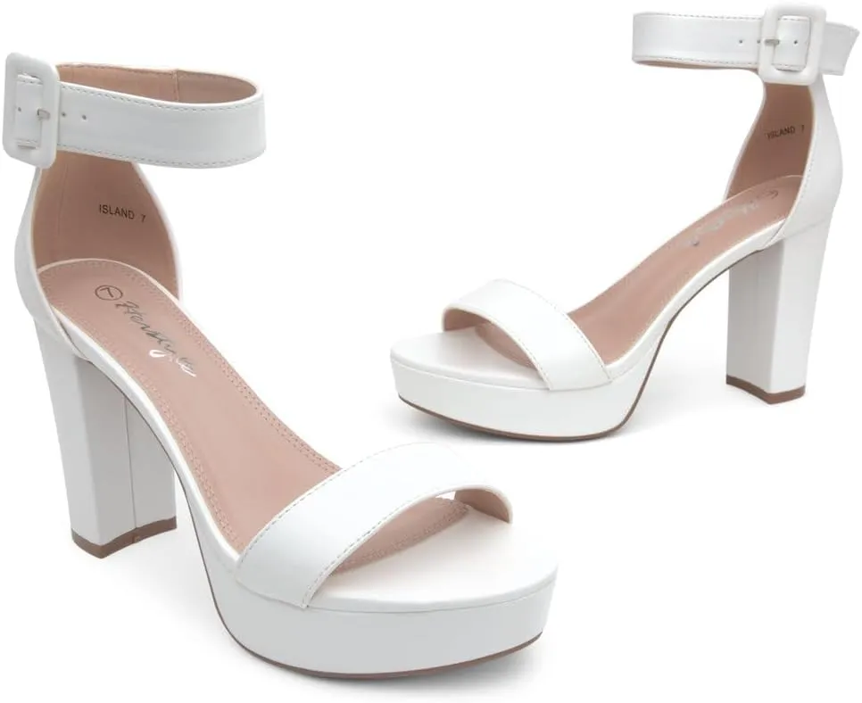 Herstyle Platform Heels for Women  4 Inch Chunky Block Heeled Sandals | Open Toe Dressy Strappy High Heels with Ankle Strap for Wedding, Prom, Graduation & 2025 Events