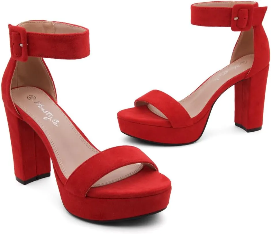 Herstyle Platform Heels for Women  4 Inch Chunky Block Heeled Sandals | Open Toe Dressy Strappy High Heels with Ankle Strap for Wedding, Prom, Graduation & 2025 Events