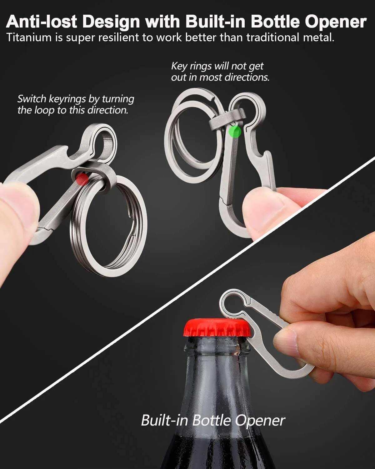 Key Clip Titanium Carabiner Keychain Quick Release Key Chain Carabiner for Keys Titanium Key Rings Heavy Duty