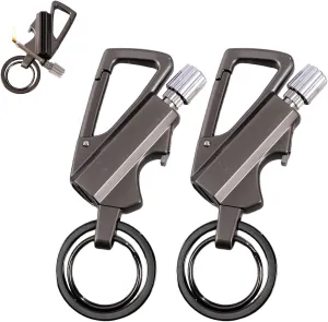 Keychain Lighter 2 Pack Metal Match Kerosene Lighter Reusable Waterproof Windproof Permanent Strike Anywhere with Multitool Bottle Opener, for Outdoor Survival Gift for Men(Black)