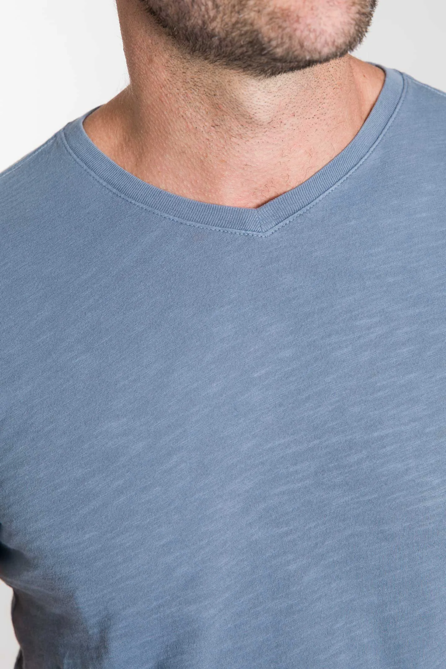Lightweight Washed Blue V Neck Tee