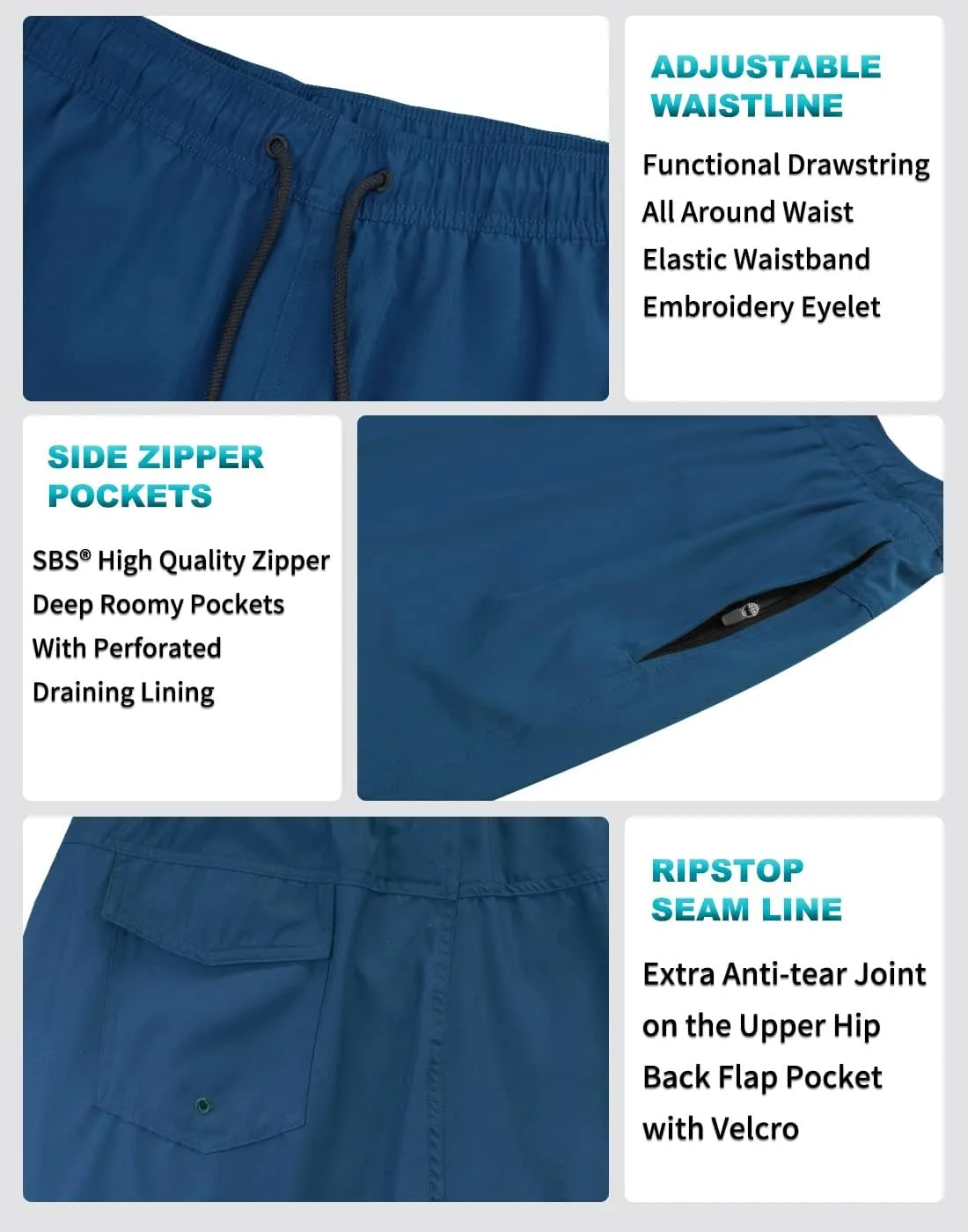 LUCOWEE Mens Swim Trunks Comfortable Compression Liner Swim Shorts Zipper Pockets Quick Dry 7" Inseam Bathing Suit Swimsuits