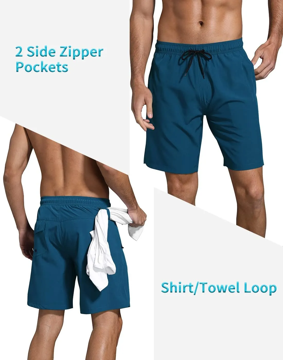 LUCOWEE Mens Swim Trunks Comfortable Compression Liner Swim Shorts Zipper Pockets Quick Dry 7" Inseam Bathing Suit Swimsuits