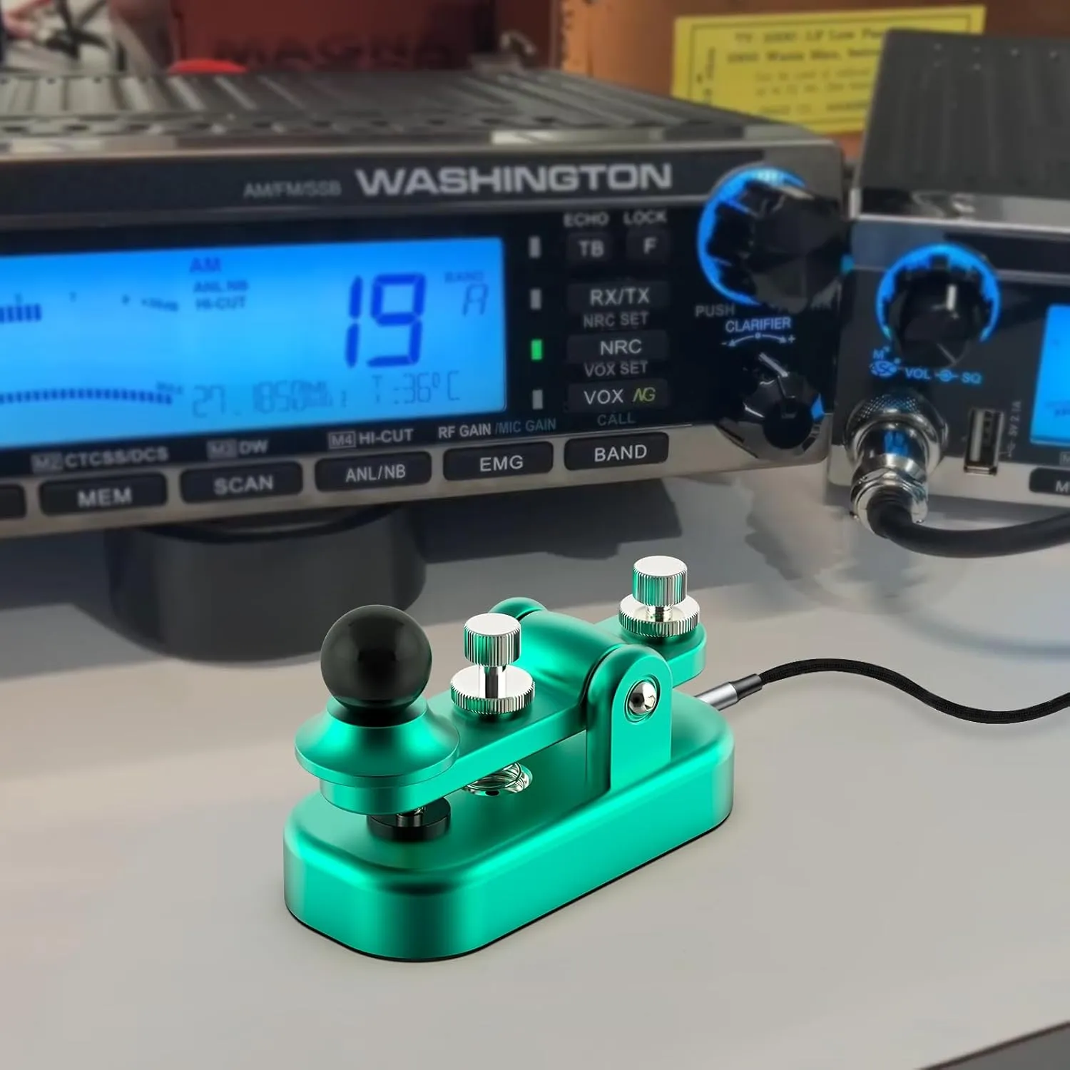 Mini Morse Radio Key CW HAM Send Telegram Double Paddle Morse Code Key with Aluminum Alloy Body Base(Dark Green)