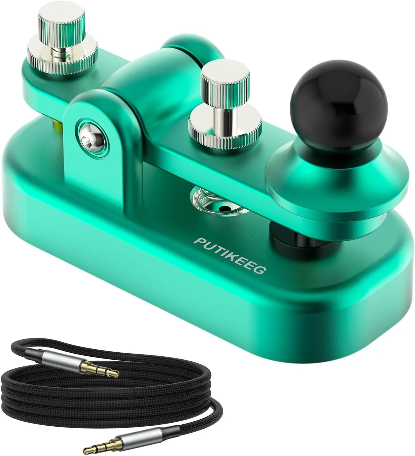 Mini Morse Radio Key CW HAM Send Telegram Double Paddle Morse Code Key with Aluminum Alloy Body Base(Dark Green)