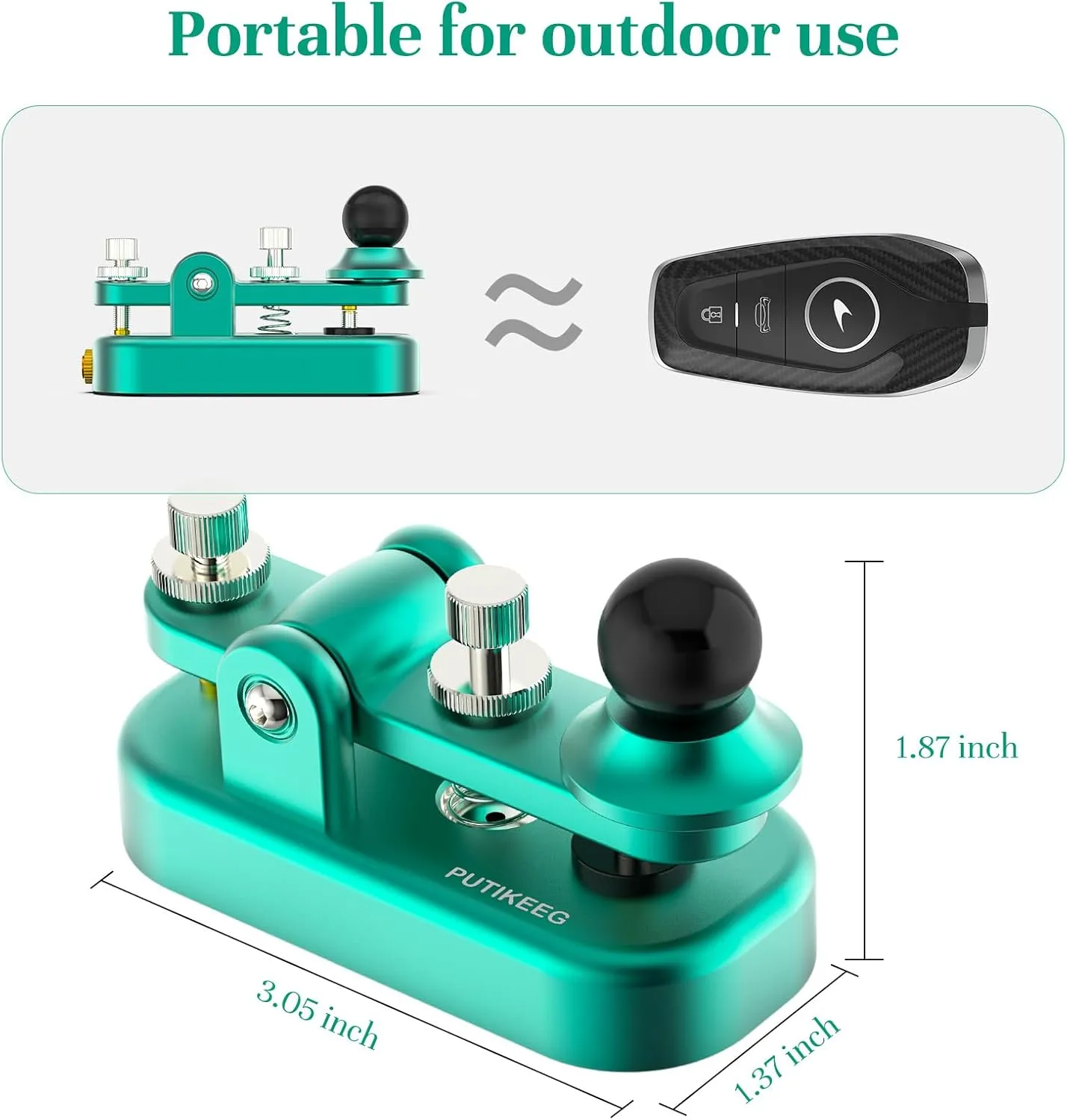 Mini Morse Radio Key CW HAM Send Telegram Double Paddle Morse Code Key with Aluminum Alloy Body Base(Dark Green)