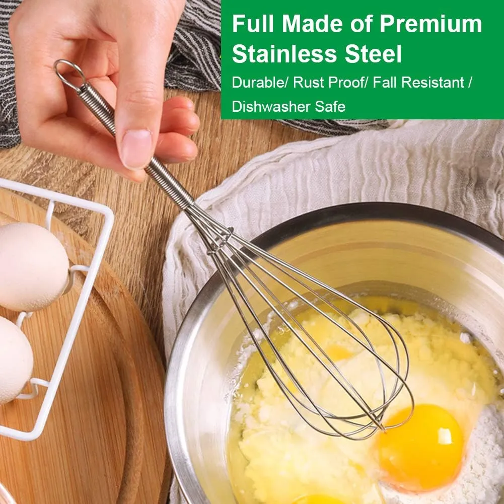 Stainless Steel Whisk Set - 8" 10" 12" Thin Handle Wisk Balloon Wire Whisks Kitchen Tool for Cooking, Baking, Mixing Blending, Whisking, Beating, Stirring