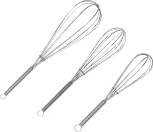 Stainless Steel Whisk Set - 8" 10" 12" Thin Handle Wisk Balloon Wire Whisks Kitchen Tool for Cooking, Baking, Mixing Blending, Whisking, Beating, Stirring