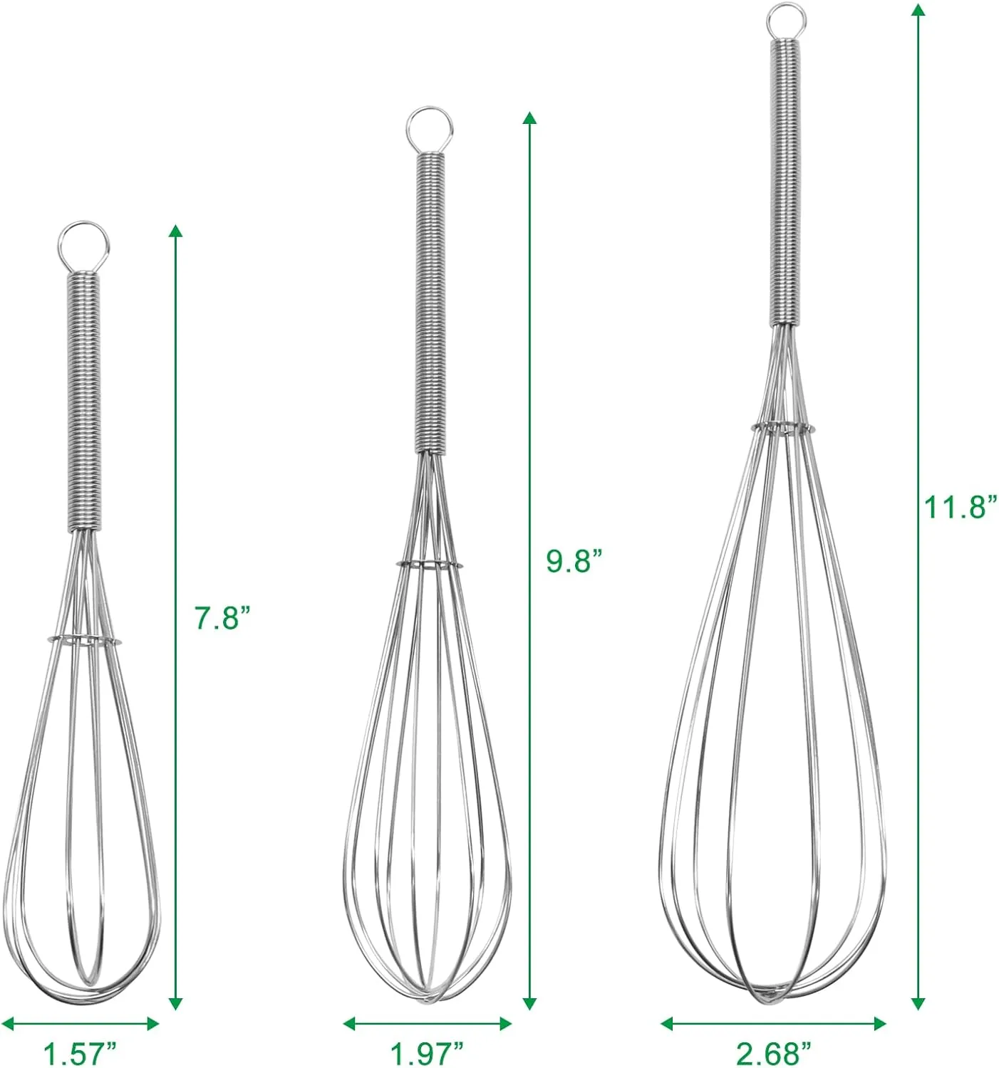 Stainless Steel Whisk Set - 8" 10" 12" Thin Handle Wisk Balloon Wire Whisks Kitchen Tool for Cooking, Baking, Mixing Blending, Whisking, Beating, Stirring