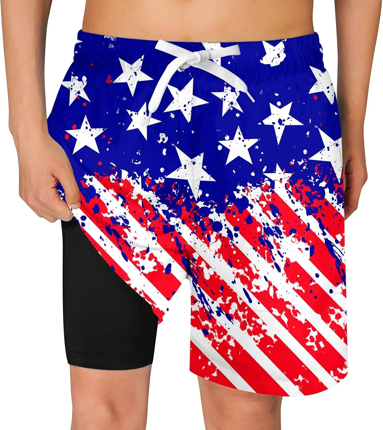 TUONROAD Boys Swim Trunks with Compression Liner Quick Dry Board Shorts with Boxer Brief Lined Bathing Suit 8-20 Years