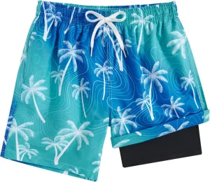 TUONROAD Boys Swim Trunks with Compression Liner Quick Dry Board Shorts with Boxer Brief Lined Bathing Suit 8-20 Years
