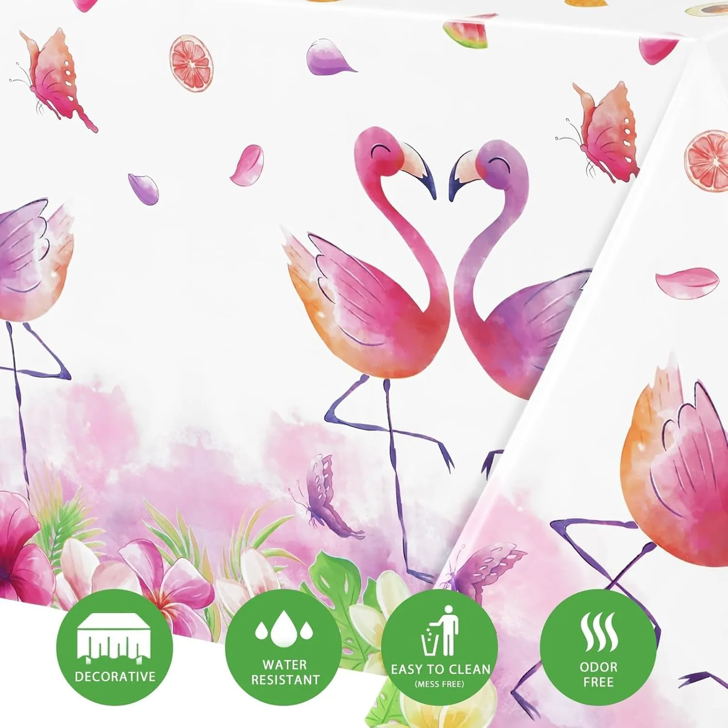 WERNNSAI Flamingo Tablecloth - 2PCS Flamingo Table Cover Disposable Plastic Table Cloth Hawaiian Party Supplies Summer Beach Aloha Luau Birthday Decorations for Baby Shower Birthday Party Supplies